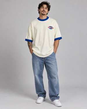 T-Shirt Oversized Totanka Fashion Club Off-White e Azul – Tamanho GG