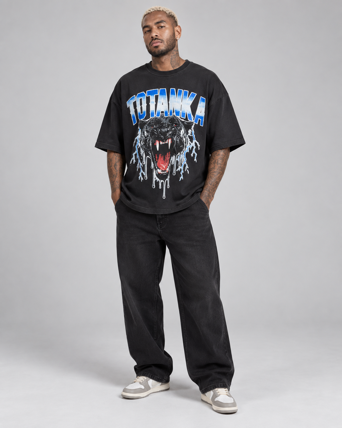 T-Shirt Oversized Totanka Pantera Vintage Preta – Tamanho G