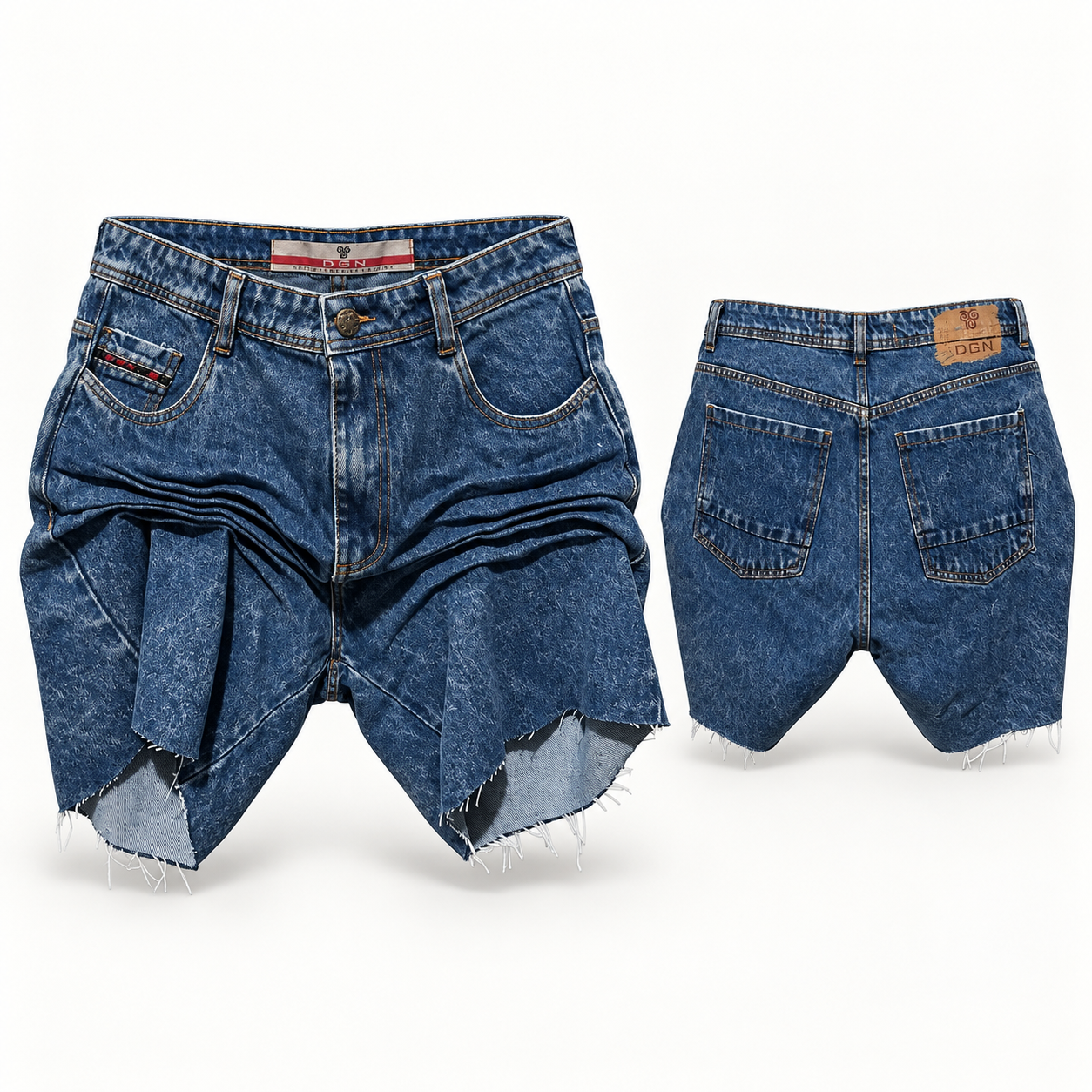 Bermuda Jeans DGN Destroyed com Barra Desfiada – Azul (44)