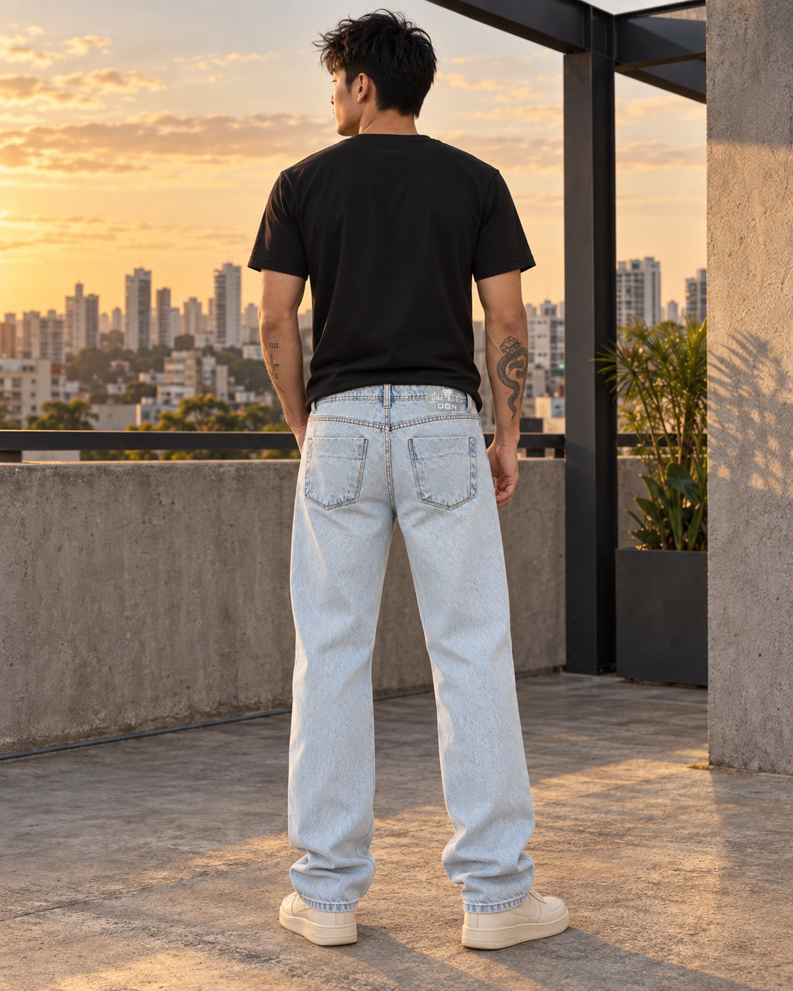 Calça Jeans DGN Street Clara Marmorizada – Tamanho 42 - Imagem 4