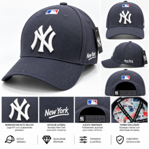 Boné NY New York – Chumbo com Bordado Branco