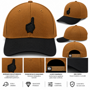 Boné BÜH Caramelo com Preto – Bordado #1 – Snapback