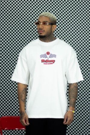 Camiseta Oversized Mr. Bunny Team Racing Off-White – Tamanho M