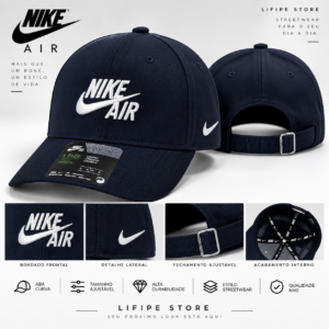 Boné Nike Air Azul-Marinho com Bordado Branco – Ajustável