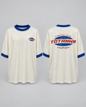 T-Shirt Oversized Totanka Fashion Club Off-White e Azul – Tamanho GG