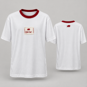 Camiseta Effel Culture Patch Branca com Gola Vermelha Tamanho (M)