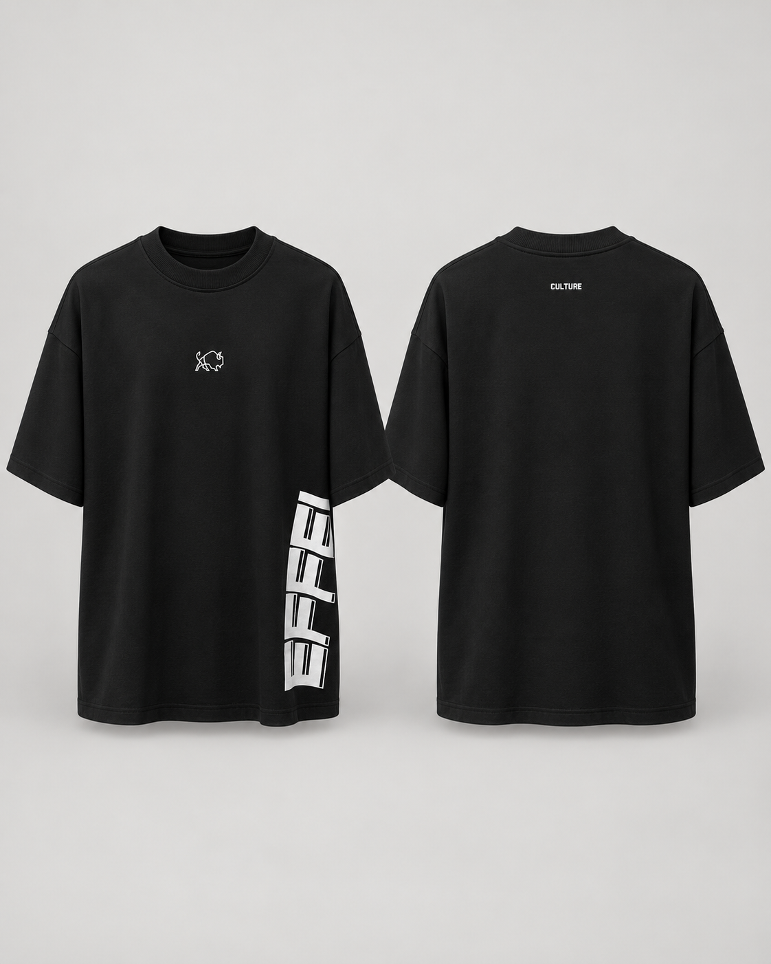 Oversized Effel Logo Lateral Preta – Tamanho M