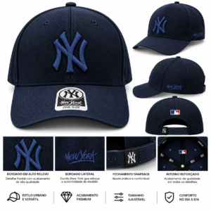 Boné NY New York Azul-Marinho Monocromático – Snapback