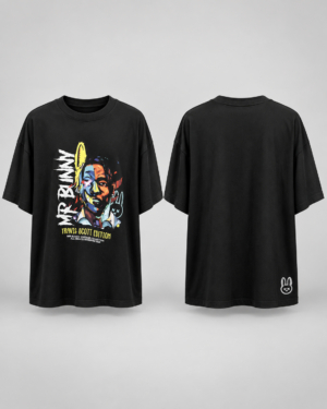 Camiseta Oversized Mr. Bunny Travis Scott Edition Preta – Tamanho G