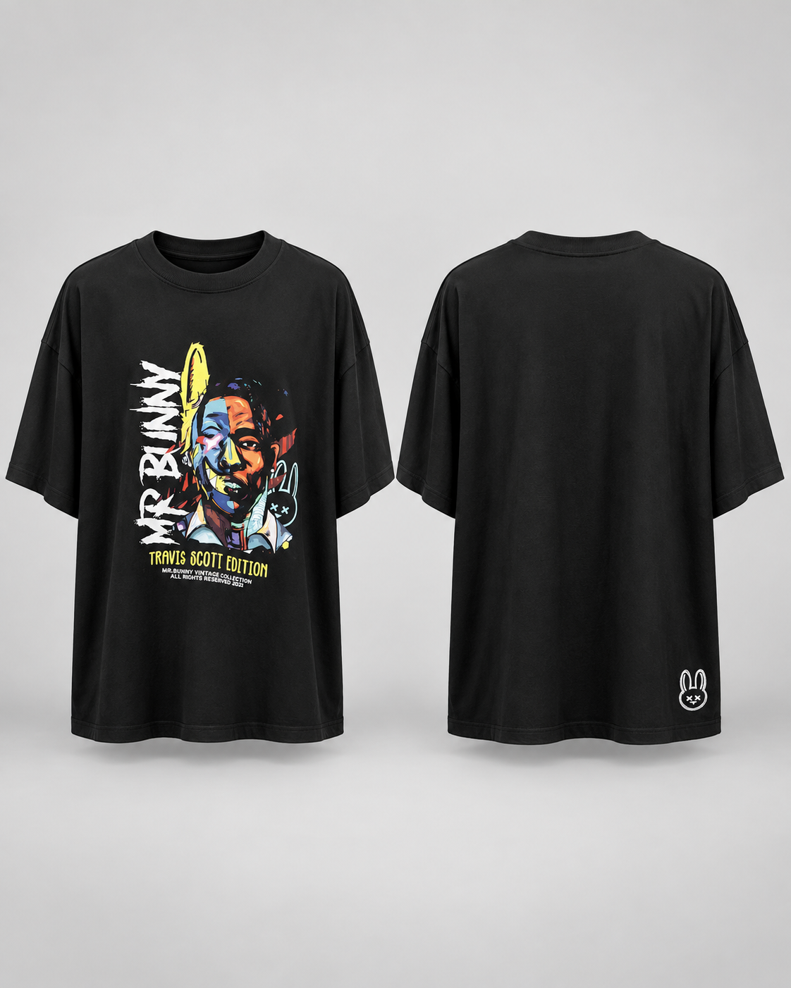 Camiseta Oversized Mr. Bunny Travis Scott Edition Preta – Tamanho G