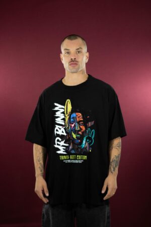 Camiseta Oversized Mr. Bunny Travis Scott Edition Preta – Tamanho G