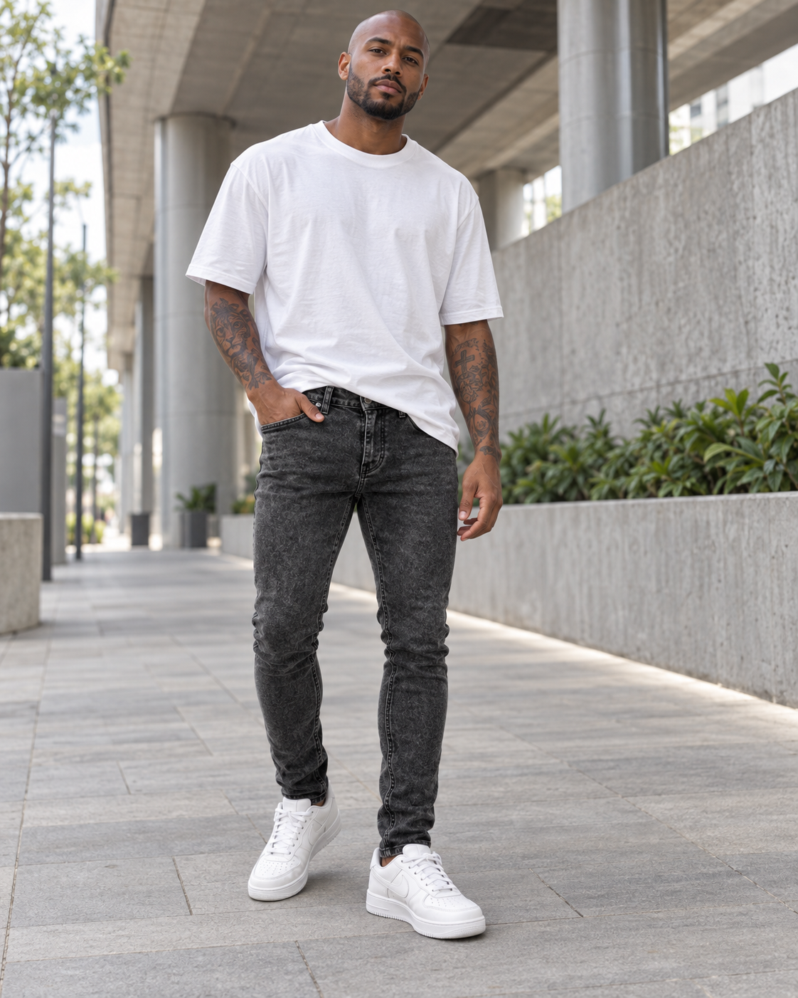 Calça Jeans DGN Skinny Black Marmorizada – Tamanho 42 - Imagem 3