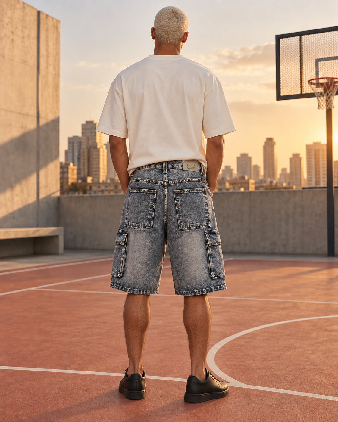 Bermuda Jeans Denim & Co Baggy Cargo Smoke – Tamanho 40 - Imagem 4