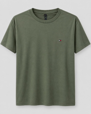 Camiseta Tommy Hilfiger Verde-Militar com Logo Flag – Tamanho G