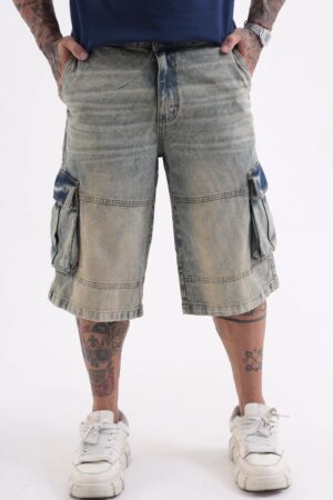 Bermuda Jeans Denim & Co Cargo Marmorizada – Tamanho 44