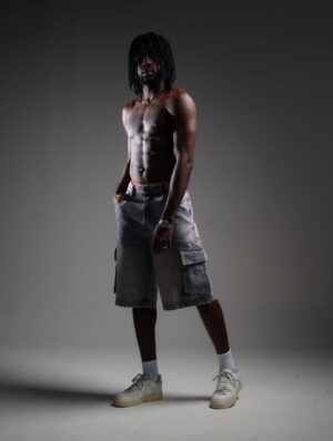 Bermuda Jeans Denim & Co Baggy Cargo Smoke – Tamanho 40