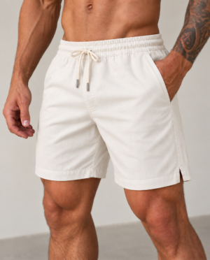 Short Masculino de Linho Alfaiataria Básico Off White