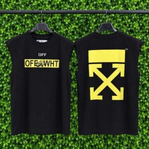Camiseta Machão Off-White Malha Suedine Pro Preta – Estampa Amarela Tamanho (G)